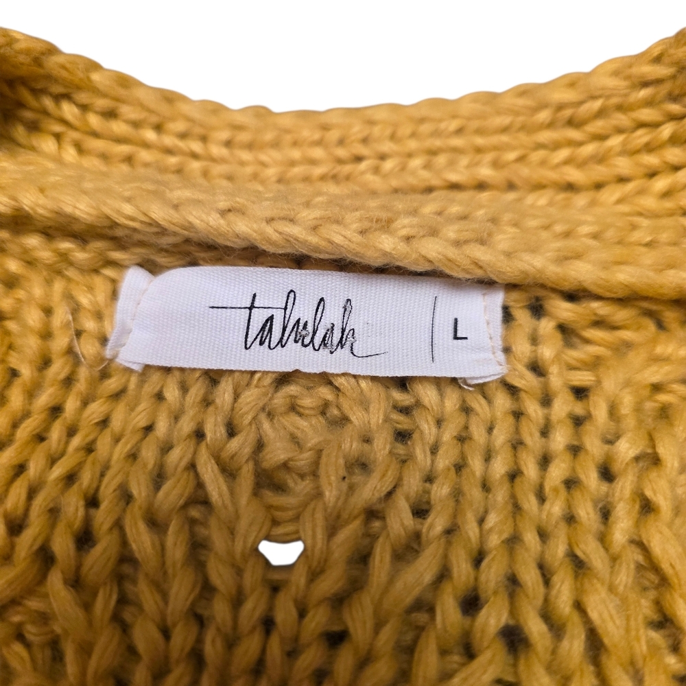 Talulah Chunky Knit Cropped Yellow Sweater Size L - Picture 6 of 10